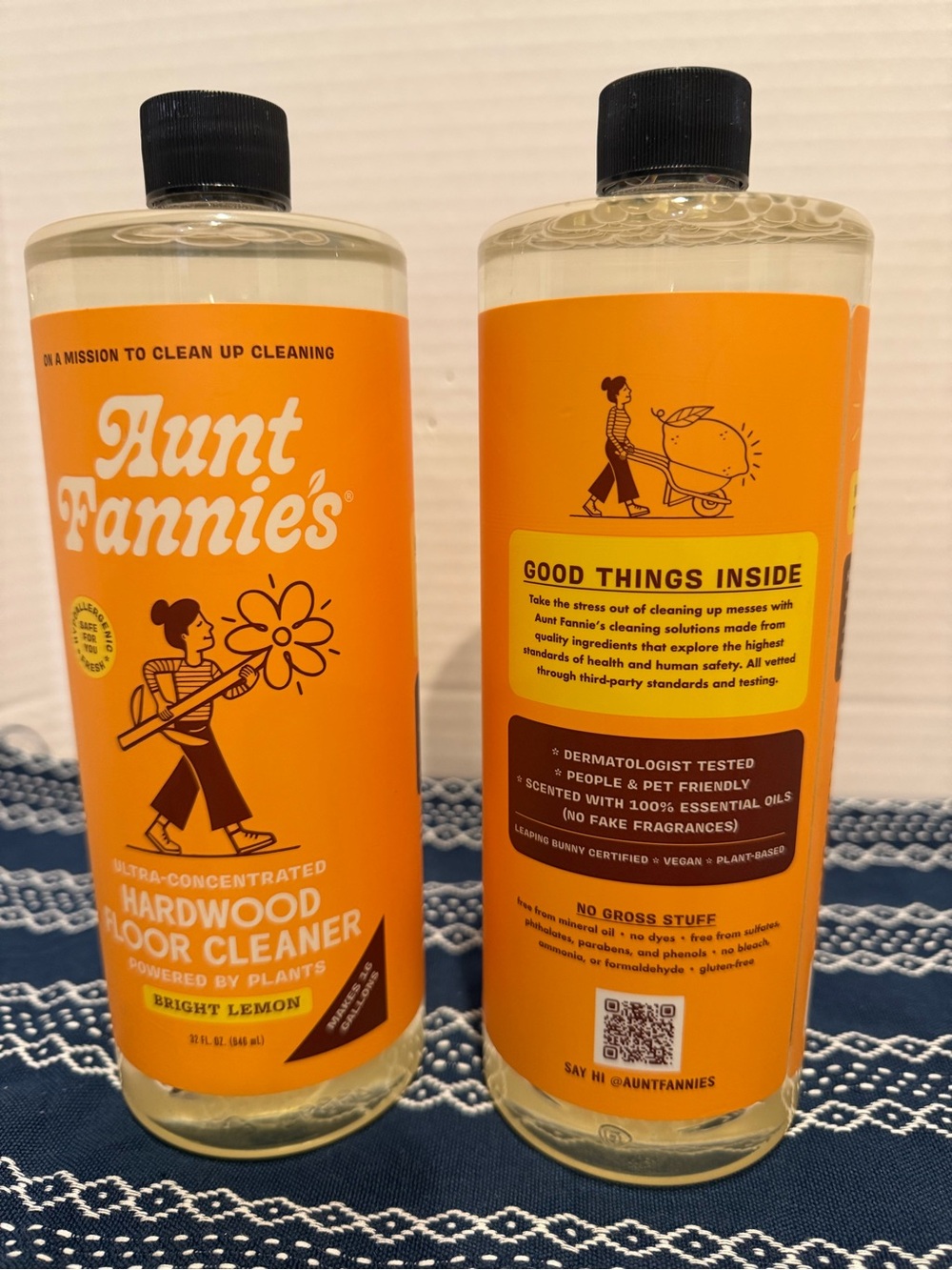 Aunt Fannie's Hardwood Floor Cleaner - Bright Lemon 32oz new 2 bottles